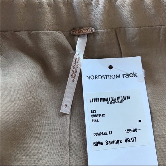 NWT Free People Vegan Faux Leather Mini Skirt Pink Tan Size 0 - Picture 9 of 12